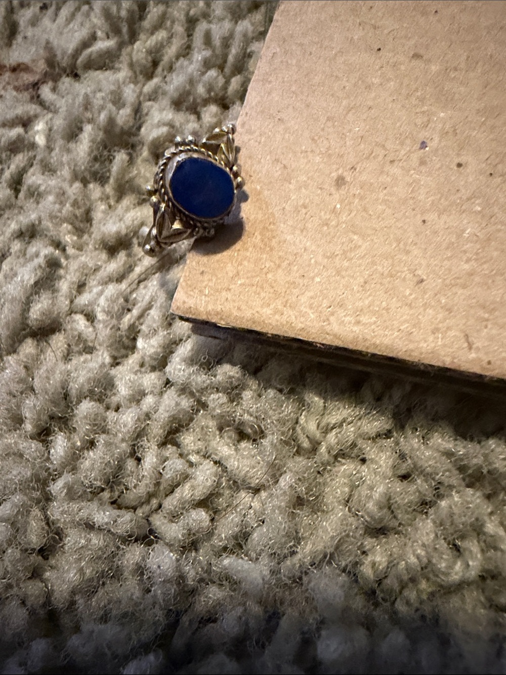 Real silver vintage blue stoned ring
